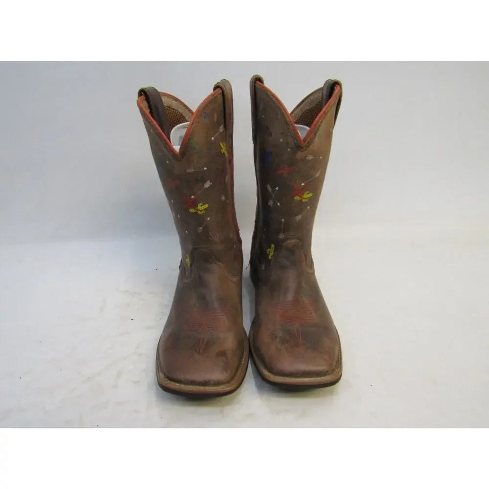 Twisted X Youth Size 12.5 M Brown Leather Cactus Arrows Cowboy Western Boots